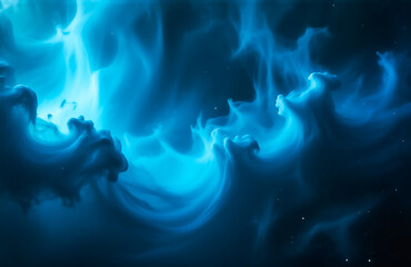 Aufkleber - Abstract image of swirling, luminous blue and dark blue forms resembling smoke, clouds, or nebulae.  The texture is fluid and ethereal.