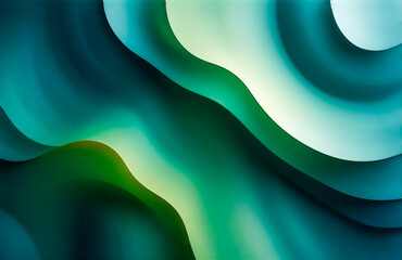 Poster - Abstract image featuring swirling, undulating forms in teal, green, and white hues.  The shades create a sense of depth and movement.