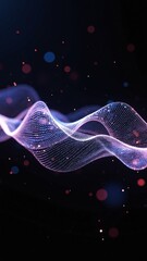 Leinwandbilder - Imitation an abstract wave on dark background. Network Design with Particle. Big data. Abstract bright shine in black space. 3D rendering