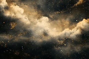 Wall Mural - cosmic cloud tapestry. a swirling nebula of gold and dark, speckled with stardust