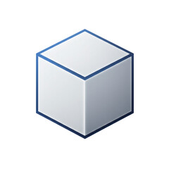 Poster - White Cube with Blue Lines Isometric Illustration