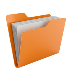 Poster - Orange File Folder with White Documents 3D Render