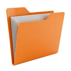 Poster - Orange 3D Render of a File Folder with Documents