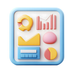 Poster - A colorful application interface showcasing business data visualization elements.