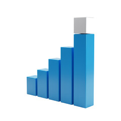 Poster - 3D Blue Bar Chart Showing Growth and Progress