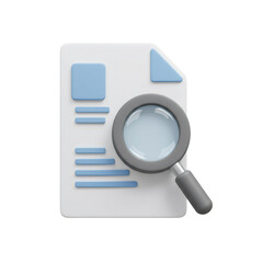 Poster - 3D Render of a Document and Magnifying Glass