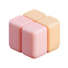 Poster - A 3D rendering of four interlocking cubes in muted pastel colors.