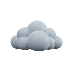 Poster - 3D Render of a Gray Cloud on Transparent Background