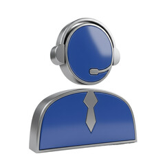 Poster - 3D Render of a Blue and Silver Customer Service Icon