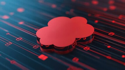 Poster - Dynamic digital cloud icon on circuit board design technology graphic futuristic close-up innovation perspective