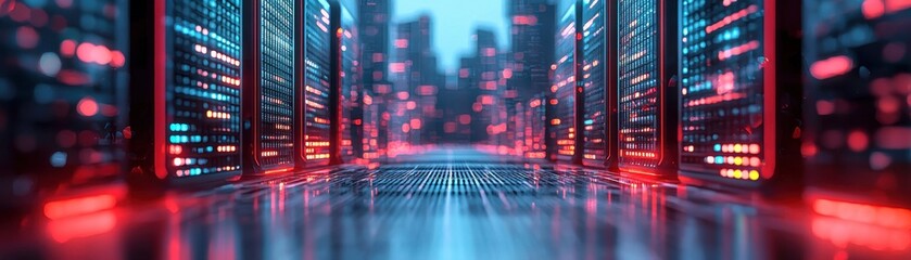 Poster - Data center operations urban environment digital infrastructure technology futuristic viewpoint