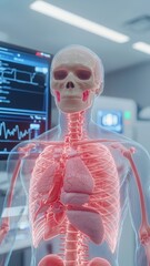 Poster - Medical visualization of human anatomy skeleton and organs laboratory setting digital rendering scientific study