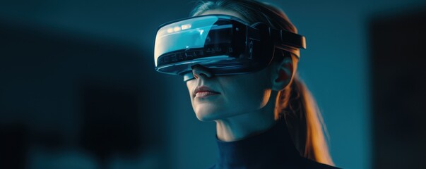 Poster - Virtual reality experience modern studio digital art indoor close-up immersive technology exploration