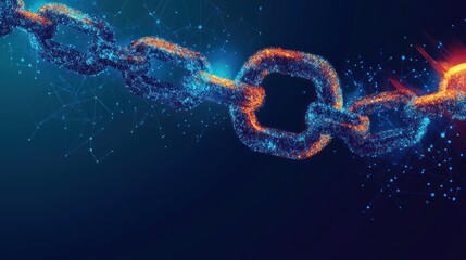Poster - A digital chain of interconnected nodes, showcasing complex network connections.