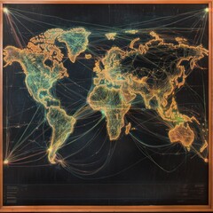 Poster - A global network map highlighting international connections and routes.