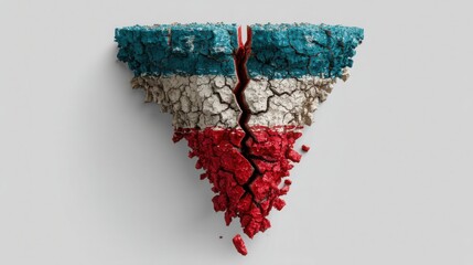 Poster - Artistic piece featuring a red and white triangle representing the economic relations and cultural dynamics of usa and china