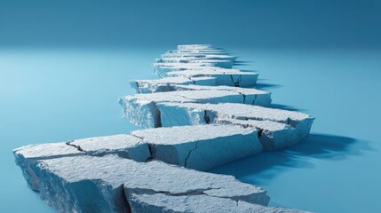 Poster - Long line of ice blocks forming natural structure representing fragility of economic relations between usa and china