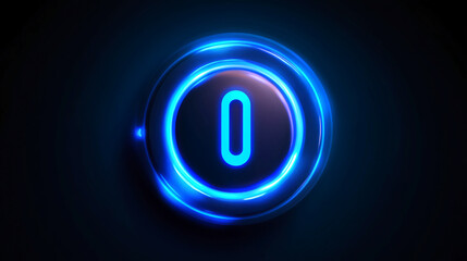 Poster - Glowing zero neon light effect on dark background for technology and futuristic concept design element