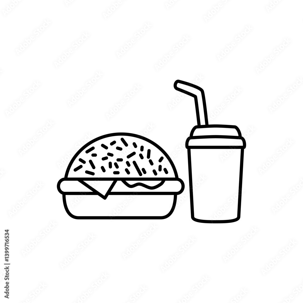 hamburger and soft drink icon, simple flat style, illustration, logo ...