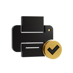 Poster - Black Printer with Gold Check Mark 3D Render