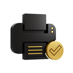 Poster - 3D Render of Black Printer with Gold Check Mark