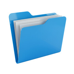 Poster - Blue 3D Render of a File Folder with Documents