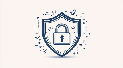 Poster - Security shield with padlock for data protection and cyber security information technology illustration