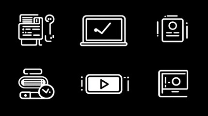 Poster - Vector icons set for business and technology concept in outline style design for web and mobile app 100