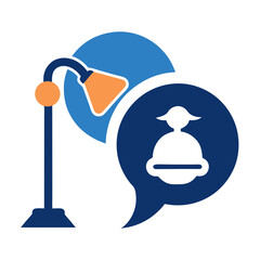 Poster - Lamp and Chat Creative Logo Representing Innovation, Ideas, and Communication