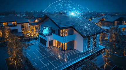 Poster - Modern smart home technology automation system iot connected house residential neighborhood future design