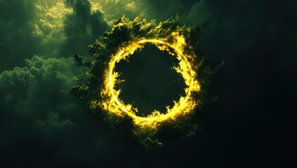 Wall Mural - fiery ring in dark clouds
