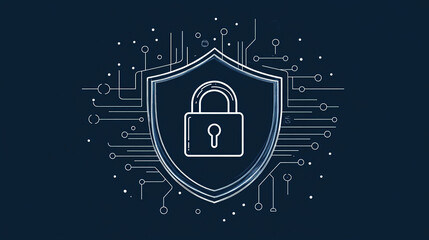 Poster - Cyber security shield padlock data protection network security digital security technology privacy concept