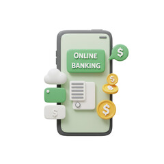 Poster - 3D Render of Online Banking App on Smartphone