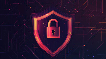 Poster - Cybersecurity shield lock protection technology digital secure data privacy network safety online security system