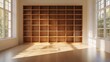© ANZ studio - Empty wooden bookcase in a sunlit room