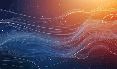 Poster - Glowing Energy Lines in Starry Sky: Futuristic Technology and Astronomy Concept Art
