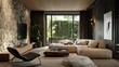 © Mnur - A modern interior showing a living room with natural elements
