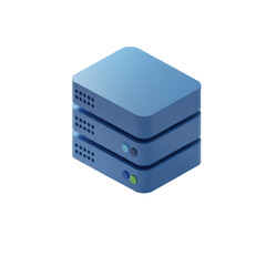 Poster - Isometric Illustration of a Blue Server Stack on Transparent Background