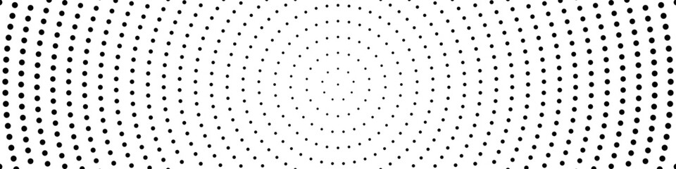 Poster - Halftone monochrome geometrical circle pattern background - abstract black and white vector graphic design with dots