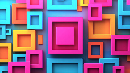 Poster - Colorful squares background abstract geometric design modern art wallpaper vibrant shapes graphic illustration