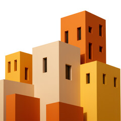 Poster - Abstract Geometric Building Blocks in Warm Pastel Colors