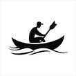 © Imran - Silhouette of a Person Rowing a Boat – Representation of Water Travel and Outdoor Recreation Vector Illustration