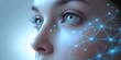 © Imagine  - High-tech concept portrait of a young woman with neural network overlay, symbolizing AI evolution, data science, biometric scanning, and human-machine integration