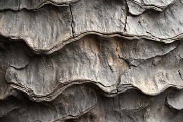 Leinwandbilder - Close-up of layered, dark gray textured surface resembling weathered rock or bark.