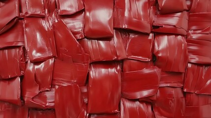 Poster - Textured red surface made of overlapping paint patches, showcasing vibrant color and artistic design