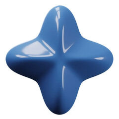 Poster - Glossy Blue Abstract Star Shape 3D Render