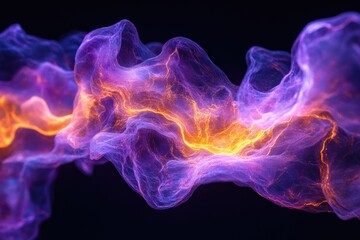 Aufkleber - Abstract art depicting a flowing, luminous cloud of purple and orange energy.