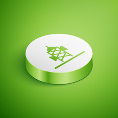 Poster - isometric antenna icon isolated on green background. radio antenna wireless. technology and network 