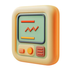 Poster - A stylized vintage device with a fluctuating graph display.
