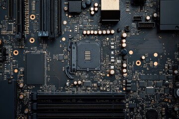 Poster - Close-up of a computer motherboard showcasing intricate circuit design and components